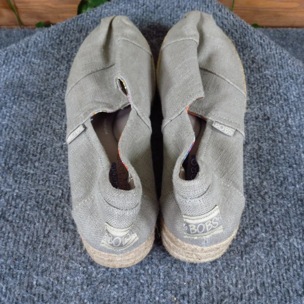 Skechers BOBS Highlights 2.0 Women Espadrille Wedge Size 7.5 Walking Taupe Linen